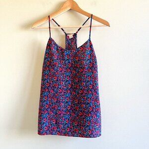 J Crew Floral Printed‎ Racerback Cami Tank Top Womens Size 2 Red Blue 58920